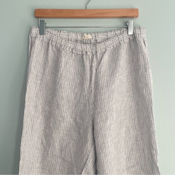 Eileen Fisher Organic Handerchief Linen Striped Pant Pearl Medium - Picture 5 of 13